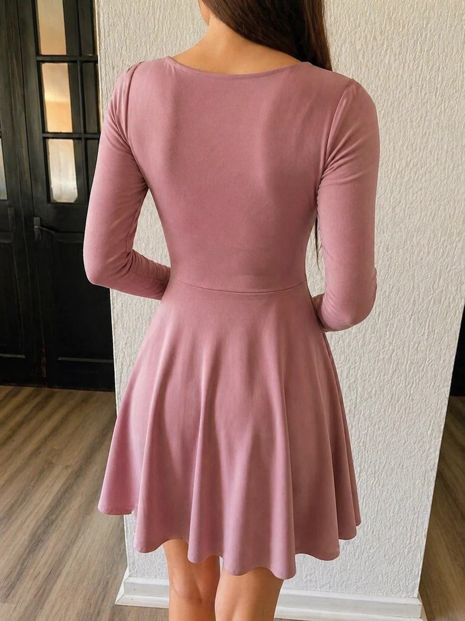 VESTIDO CRUZADO MANGA LARGA SKATER COLOR A ELECCION - Image 3