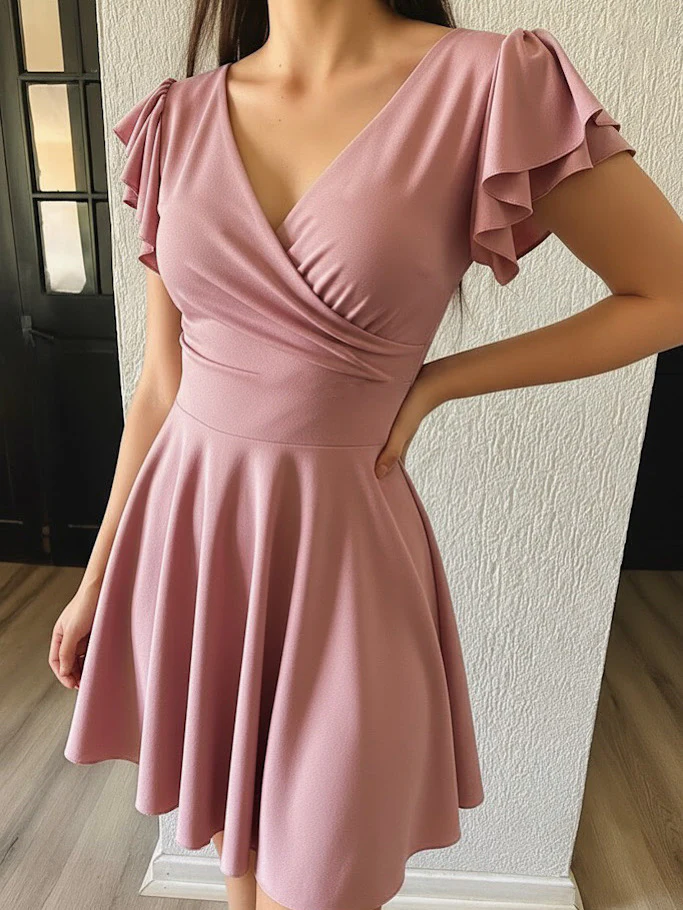 VESTIDO CRUZADO SKATER LF COLOR A ELECCION