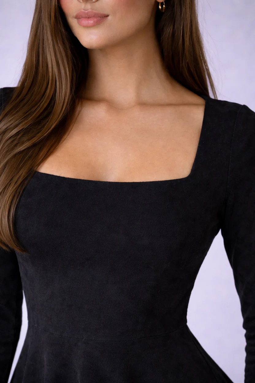 VESTIDO SKATER SUEDE ESCOTE CUADRADO COLOR A ELECCION - Image 3