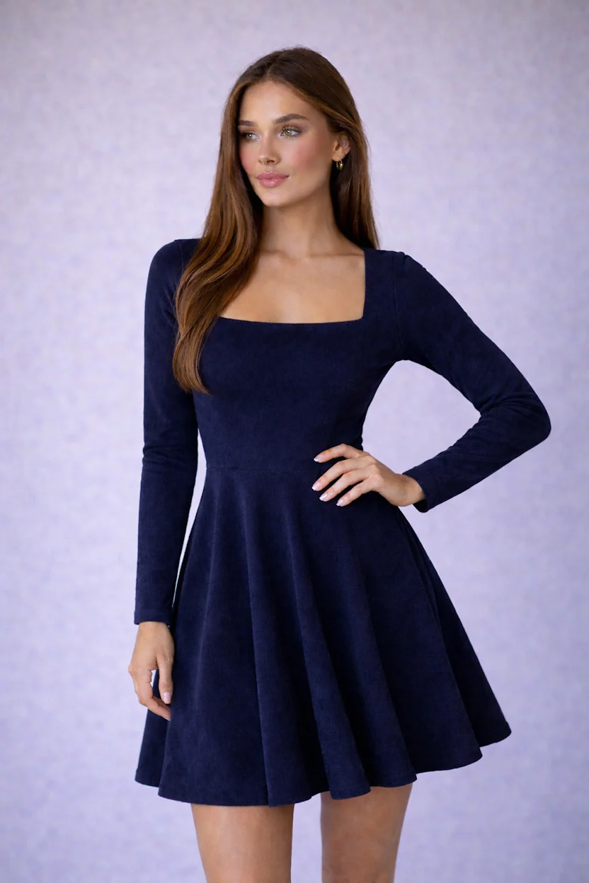 VESTIDO SKATER SUEDE ESCOTE CUADRADO COLOR A ELECCION - Image 4